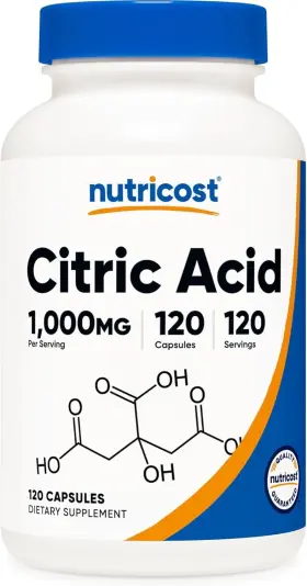 Ntc312201 Nutricost Citric Acid 1000mg 1 Gram 120 Capsules - Count Pack Of