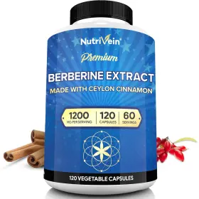 Nv-163 Nutrivein Berberine 1200 Mg Capsules 120 Count Premium Ceylon Cinnamon Defenses