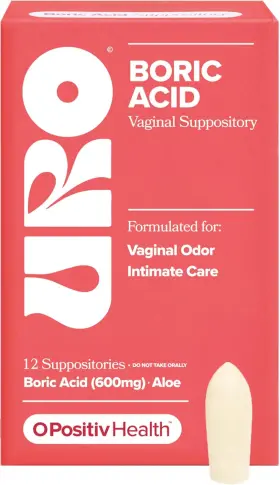 O Positiv 445015319335 Uro Boric Acid Vaginal Suppository With Lactic And Aloe For Fa
