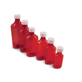 Oasis 685784972585 Oval Pharmacy Plastic Bottles With Child-resistant Caps. Amber Color 8oz Pack