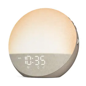 H03-cocoa Odokee Sunrise Alarm Clock Noise Machine Dimmable Wake Up Light Bluetooth Cocoa White