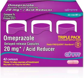 1147492 Ohm Omeprazole 20mg 42 Delayed-release Tablets Acid Count Pack Of 1