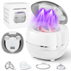 Ojlojl 743352441540 Ultrasonic Retainer Cleaner Machine 48khz Dental 4.72x4.72x4.21 Inch White