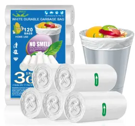 Okkeai 778778855367 3 Gallon Small Trash Bags 120 Counts White Garbage