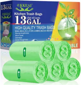Green-3 Okkeai 778778855770 Large Garbage Bags 13 Gallon Tall 1 Count Pack Of 60