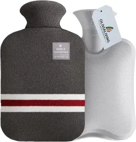 A0020 Olivialiving Hot Water Bottle With Classic Striped Cover 2l Bag For Deep Grey