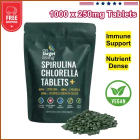 58780 On Target Living Spirulina Chlorella 1000 Supergreen Tablets Immune Support