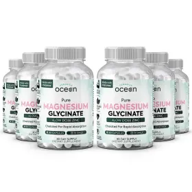 Organics Ocean 198715876925 Magnesium Glycinate Supplement With Zinc Maximum Strength Chelated 6 Bottles