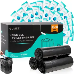 30urine Oumee 707933182437 60 Portable Toilet Bags With Poo 23.6 25.6 Inches Black-30bags Gel