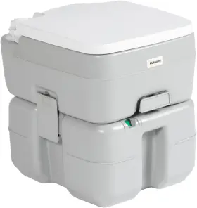 Usa20-337v00gy0131 Outsunny Portable Toilet For Adults 5.3 Gallon Porta Potty With Level Gray