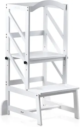 Yt210388 Ouzio Adjustable Height Kitchen Step Stool Kids Learning Mothersft White