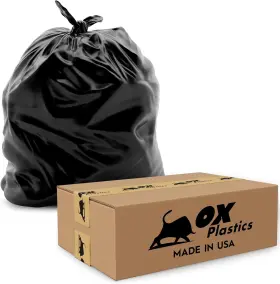 Ox Plastics 660845212794 55 Gallon Trash Bag - 2 Mil Thick 100 1 Count Pack Of Black 2mil
