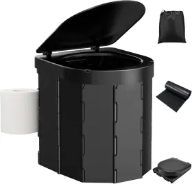 Od0499-nwus Pahtto Portable Camping Toilet Folding For Adults With Lid And Large Black
