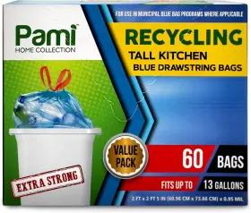 Pami 381416095348 Recycling Tall 13-gallon Kitchen 1 Count Pack Of Blue 60