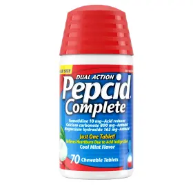 Pepcid 716837888727 Complete Heartburn Medicine Chewable Tablets 70 Ct Mint Flavored Acid