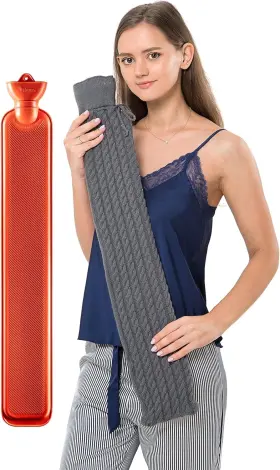 2020301 Peterpan Long Hot Water Bottle With Gray Cable Knit 1 Count Pack Of