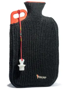 Pp-2024d Peterpan Rubber Hot Water Bottle With Knitted Cover Extra 2x-large Black