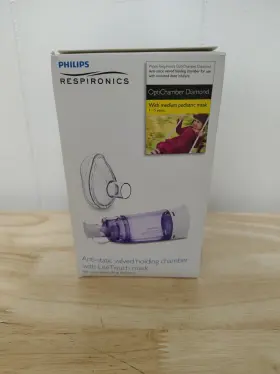 1-5yr Philips 383730798264 Respironics Anti-static Valved Holding Chamber Lite Touch Mask Med