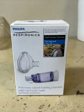 Philips 383730798271 Respironics Anti-static Valved Holding Chamber With Lite Touch Mask New