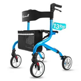 Tra38 Planet Walk Walker Foldable Lightweight Seat 8 Wheels Terrain Blue Rollator