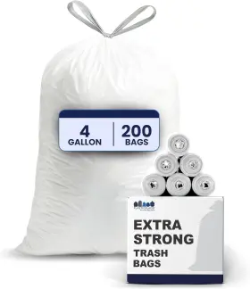 43234-1363 Plasticplace 4 Gallon White Drawstring Trash Bags 200 Count Pack Of 1