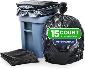 Plasticplace 818331021867 Big Black Trash Bags Heavy Duty - 15 Count Pack Of 1