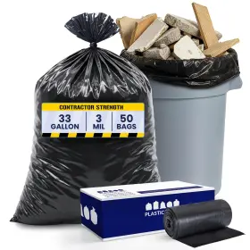 Con39 Plasticplace Contractor Trash Bags 33 Gallon - 1 Count Pack Of 50 Black