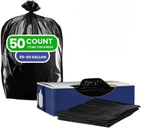 T55125bk Plasticplace 55-60 Gallon Trash Bags 1.2 Mil Black Select Size