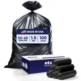 T55153bk Plasticplace 55-60 Gallon Trash Bags Heavy 1 Count Pack Of 100 Black