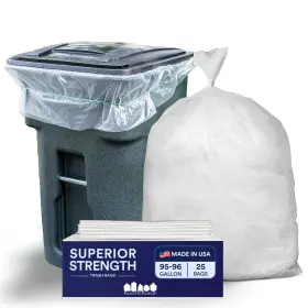 T95152cl Plasticplace 95-96 Gallon Garbage Can Liners 25 Count Pack Of 1 Clear