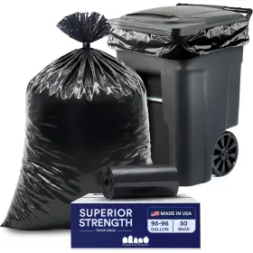 T95155bk Plasticplace 95-96 Gallon Garbage Can Liners 1 Count Pack Of 50 Black