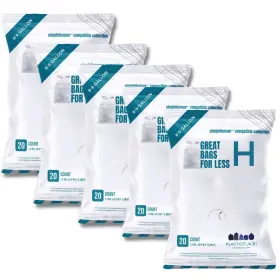 Tra172wh Plasticplace Custom Fit Trash Bags Compatible 20 Count Pack Of 5 White