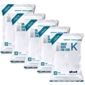 Tra202wh Plasticplace Custom Fit Trash Bags Compatible 20 Count Pack Of 5 White