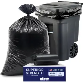 W95ldb12rljr Plasticplace 95-96 Gallon Heavy Duty Black Trash 15 Count Pack Of 1