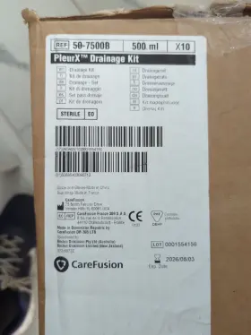 50-7500b Pleurx Pluerx Drainage Kit 500ml Sealed Case 10 Kits