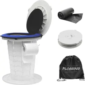 1983137 Plogging Upgraded Retractable Portable Toilet With Cushion Adjustable Height White