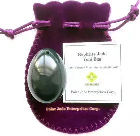 Yenj4010 Polar Jade Nephrite Egg Predrilled Yoni Medium Dark Green To Black