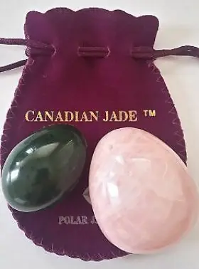 Yets4330 Polar Jade Yoni Eggs 2-pcs Set Of Nephrite And Rose Quartz