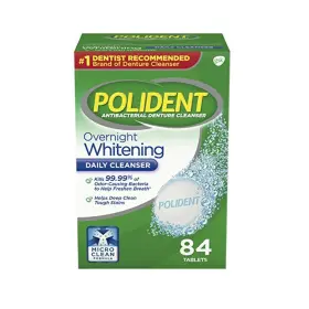 5111 Polident Denture Cleanser Antibacterial Overnight Whitening Triple Mint