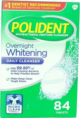 Ppax1322695 Polident Overnight Whitening Antibacterial Denture Cleanser Effervescent