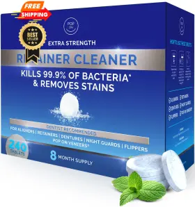 Pop On Veneers 614347714348 Retainer Cleaner Tablets For Invisalign Approved 8-month Supply White