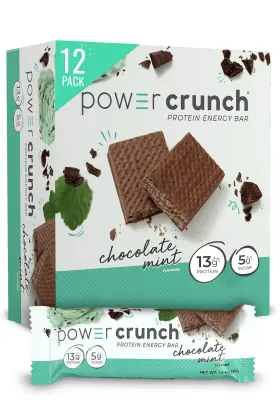 1499854 Power Crunch Protein Wafer Bars Chocolate Mint 1.4 Ounce 12 Count High Snacks