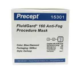 15310 Precept Fluid Guard 160 Anti-fog Surgical Mask With Extended Shield 12 Boxes Of 50