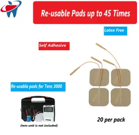 Tan2020 Premu 20 Re-usable Pads For Tens 3000 2x2 Tan Cloth Self-adhesive Re-use Up 45 Times