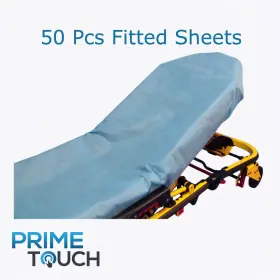 Pt-1001 Prime Touch 50 Pcs Blue Stretcher Fitted Sheets For Gurney Beds - Hospital Quality 30 Inch X 84