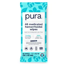 Us1med48 Pura Flushable Hemorrhoid Wipes Xl 48 Count Pack Of 1 White