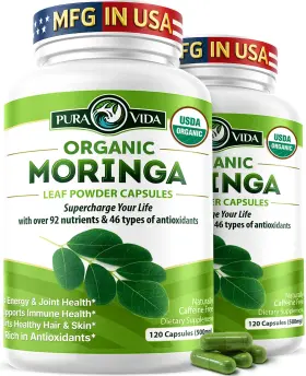 Mcap2 Pura Vida Moringa Organic 500mg Capsules 120ct Pack Of 2