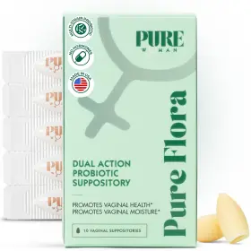 Pure Woman 198715617443 Flora Vaginal Probiotic Suppository - 4 Strain 10 Count Mint