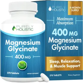 Ph-maggly-400mg Purely Holistic Magnesium Supplement 400mg 270 Tablets Glycinate Month Supply Sleep Relaxation