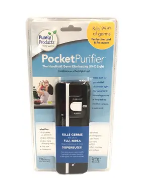 Purely Products 892831001000 Pocket Purifier Germ Eliminating Uv-c Handheld Light Kills 99.9% Of Germs Sealed